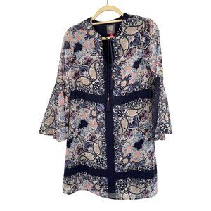 Vince Camuto Paisley Boho Shift Dress Womens 2 Used Lined